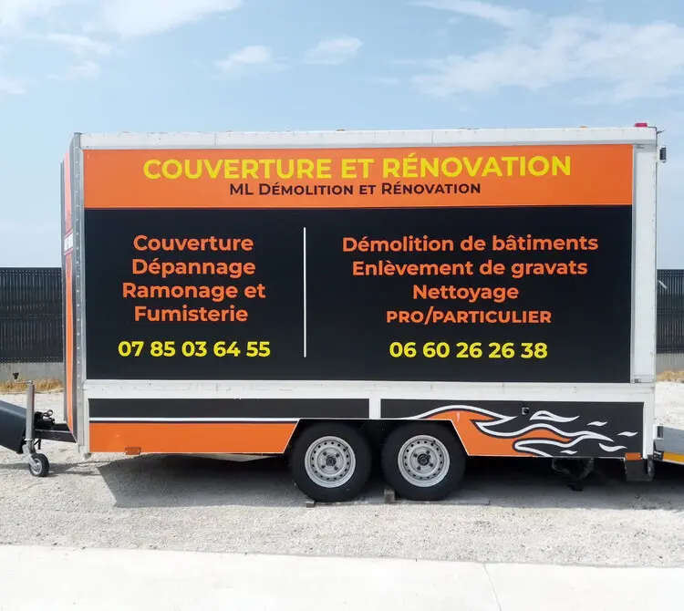Remorque ML Couverture sur chantier à Reims